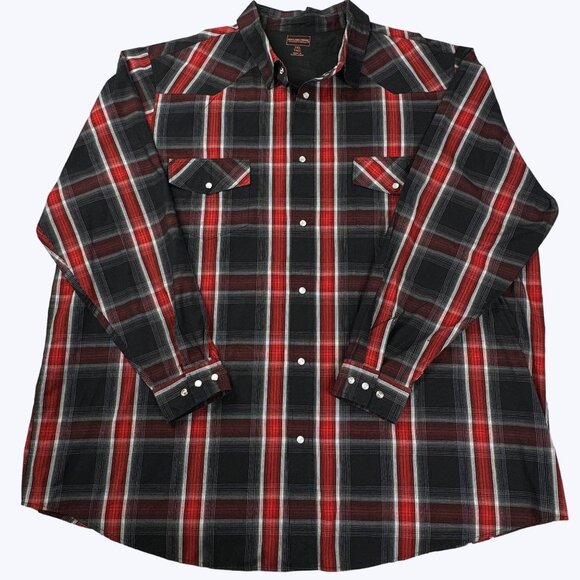 Men's 3XL Tall Pearl Snap Plaid Long Sleeve Flannel Shirt Boulder Creek - Picture 5 of 11